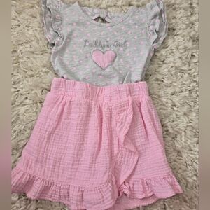 Gray and Pink Polka Dot Baby Outfit